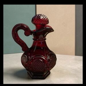 Ruby Red Decorative Glass Pitcher - Elegant Home Art Accent